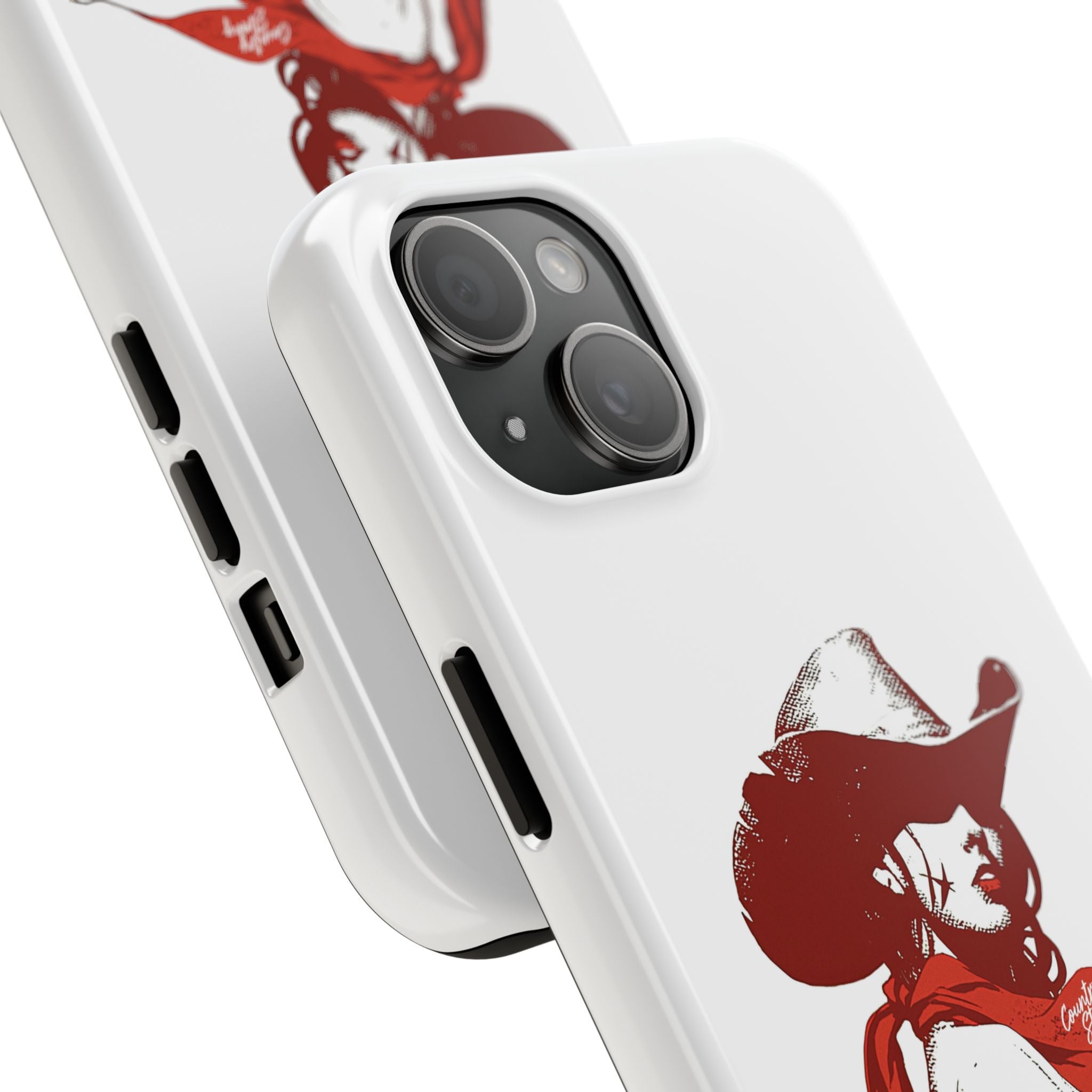 Western Cowgirl Tough Phone Case — Retro Red Cowboy Design
