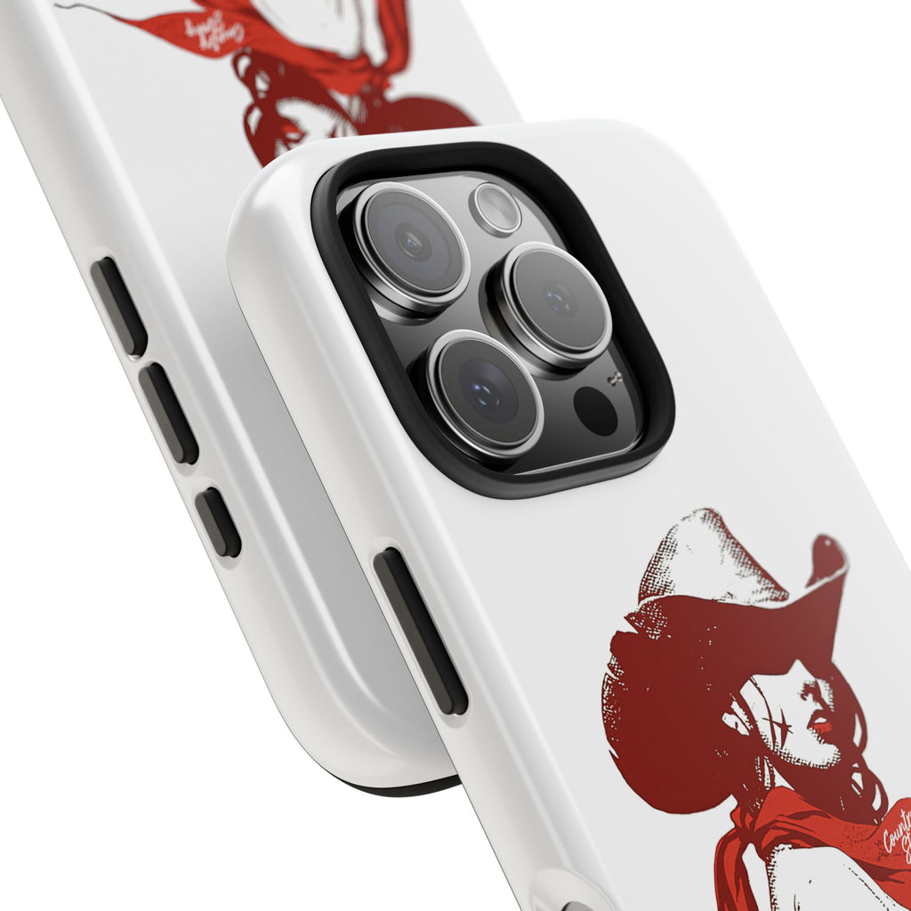 Western Cowgirl Tough Phone Case — Retro Red Cowboy Design