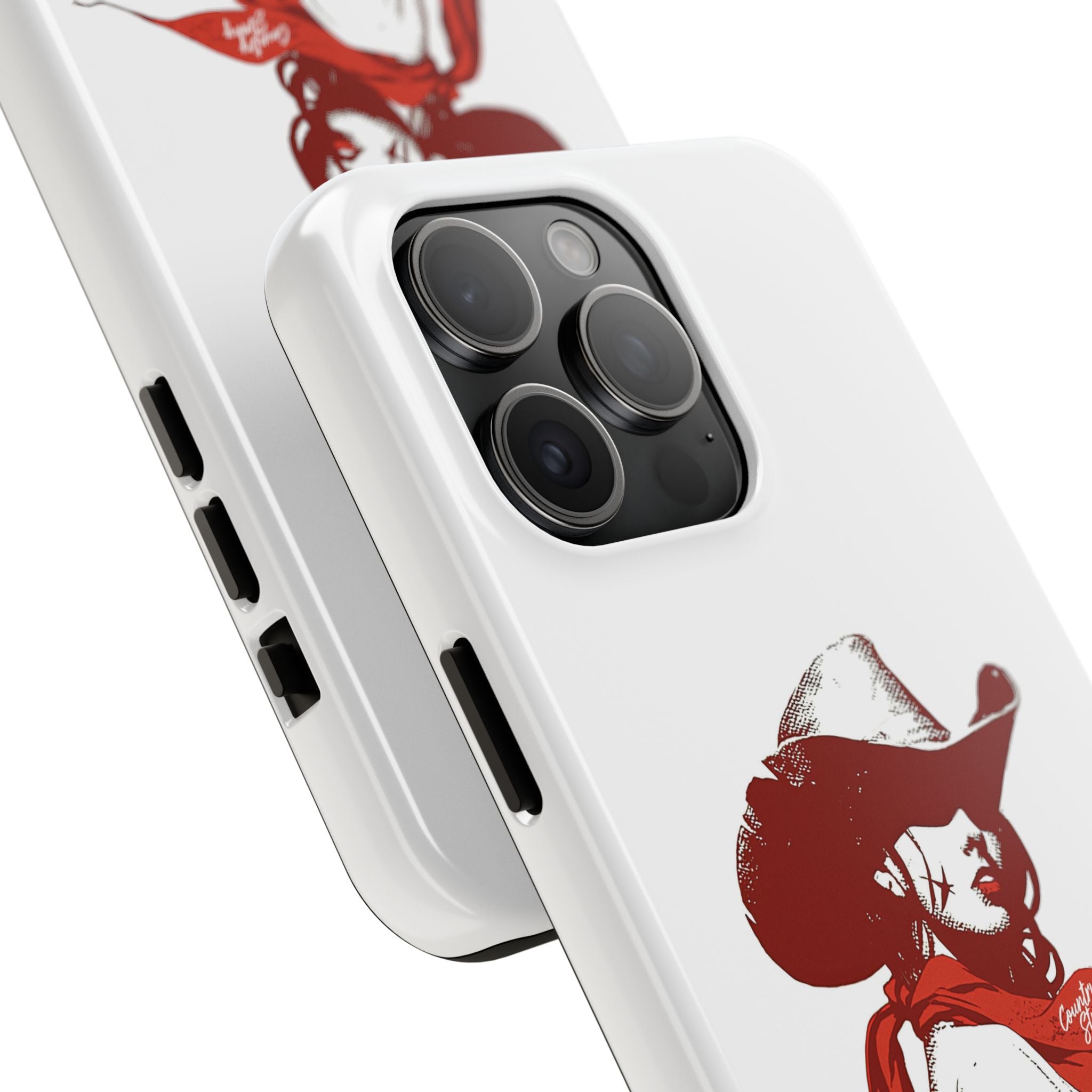 Western Cowgirl Tough Phone Case — Retro Red Cowboy Design