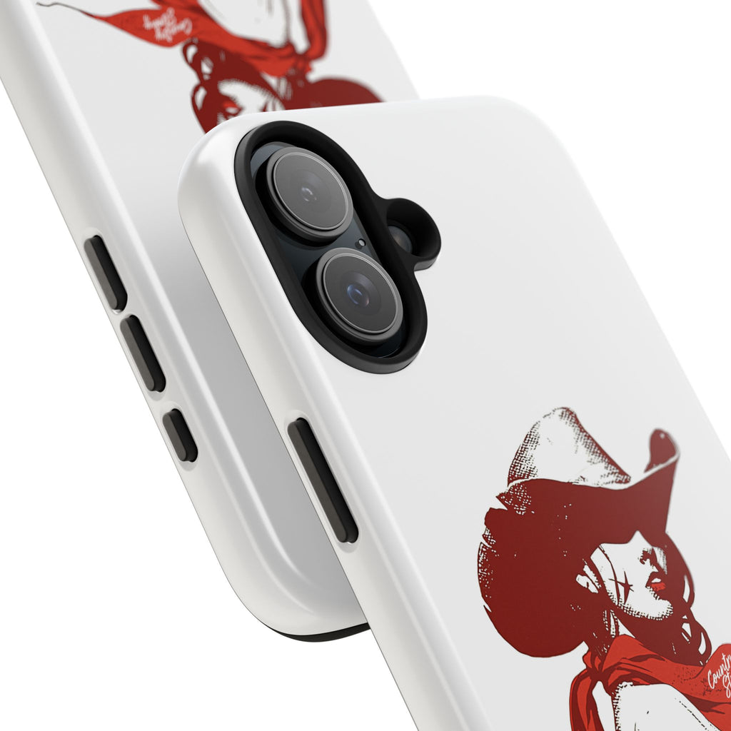 Western Cowgirl Tough Phone Case — Retro Red Cowboy Design