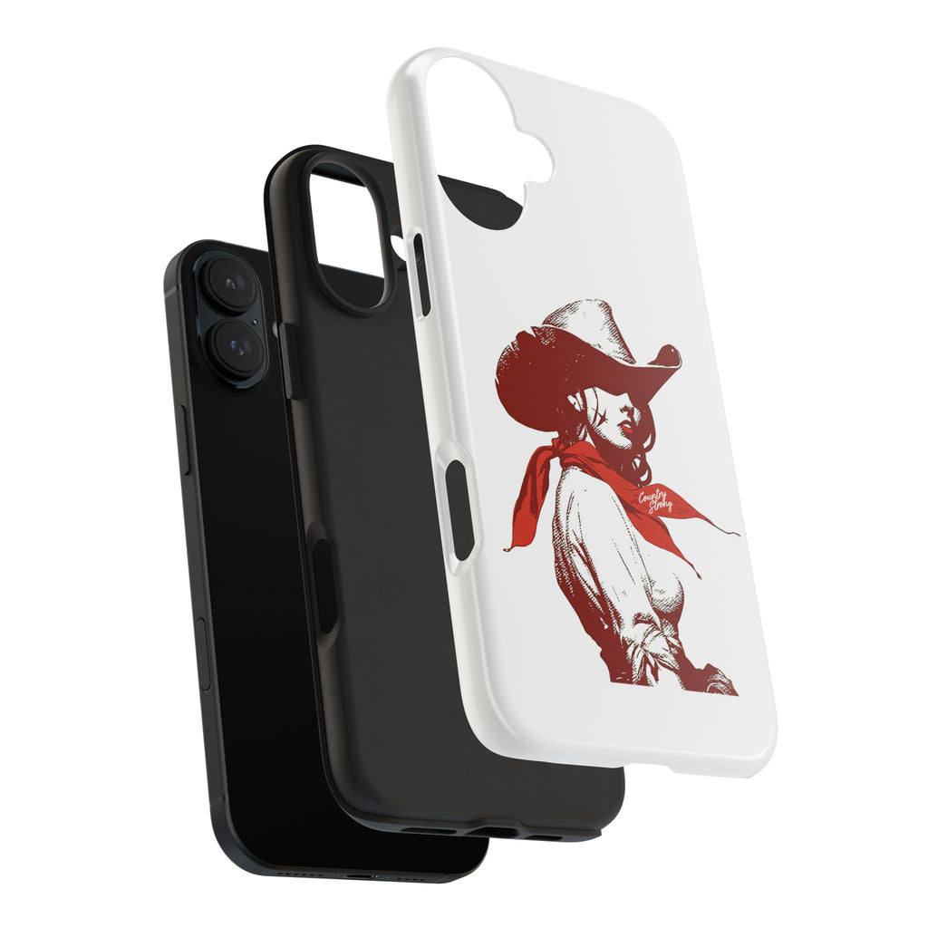 Western Cowgirl Tough Phone Case — Retro Red Cowboy Design