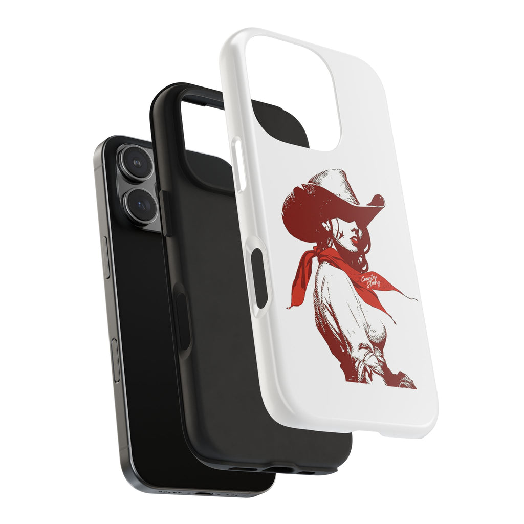 Western Cowgirl Tough Phone Case — Retro Red Cowboy Design