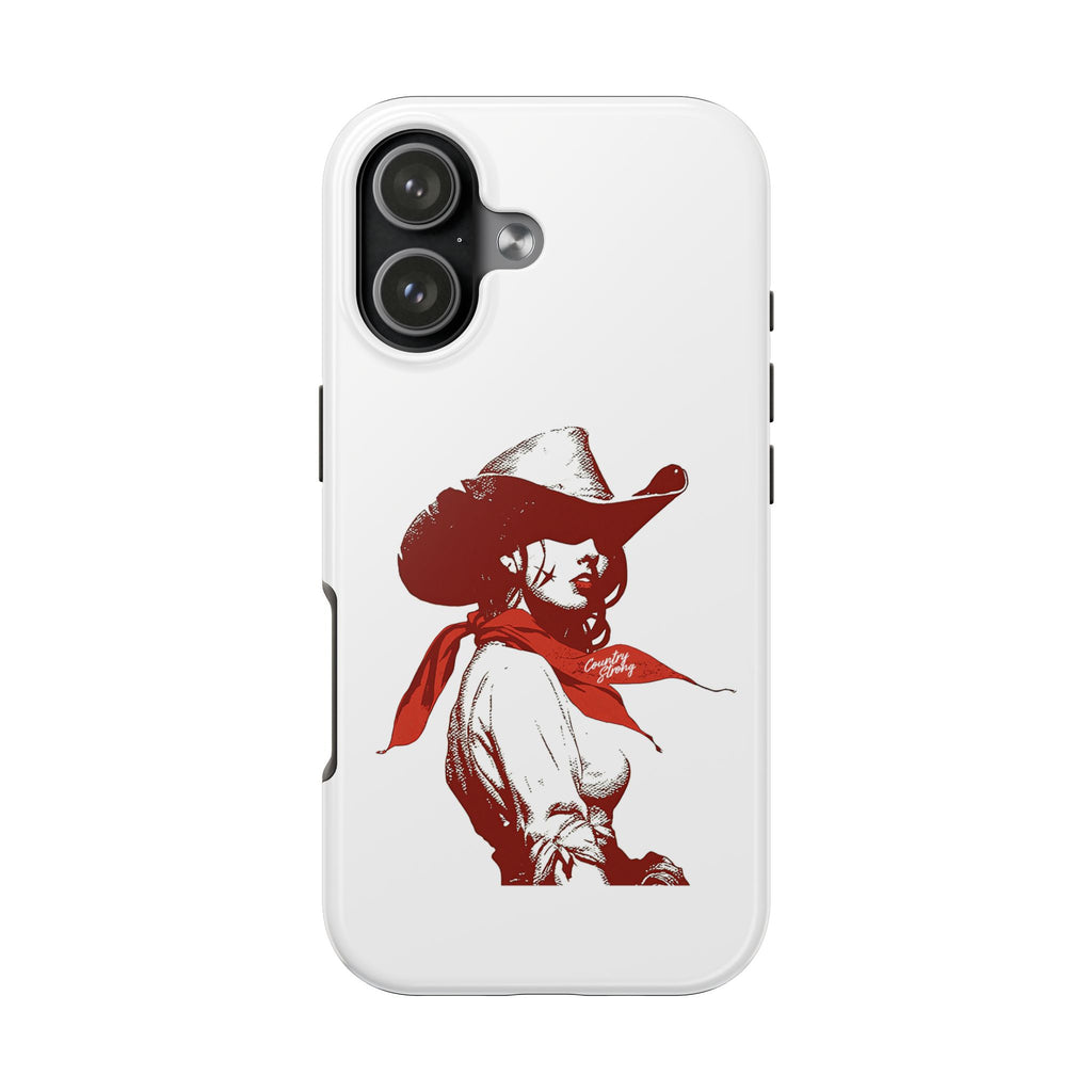 Western Cowgirl Tough Phone Case — Retro Red Cowboy Design