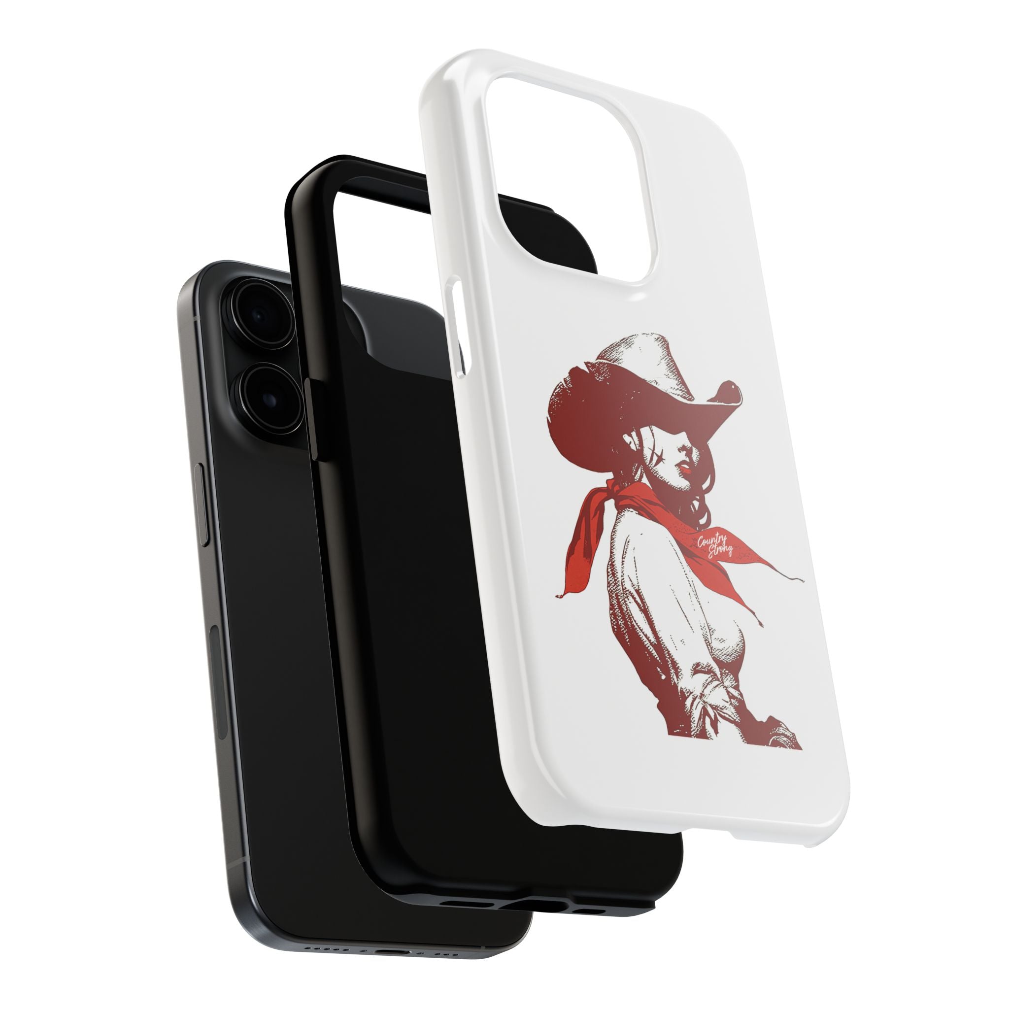 Western Cowgirl Tough Phone Case — Retro Red Cowboy Design