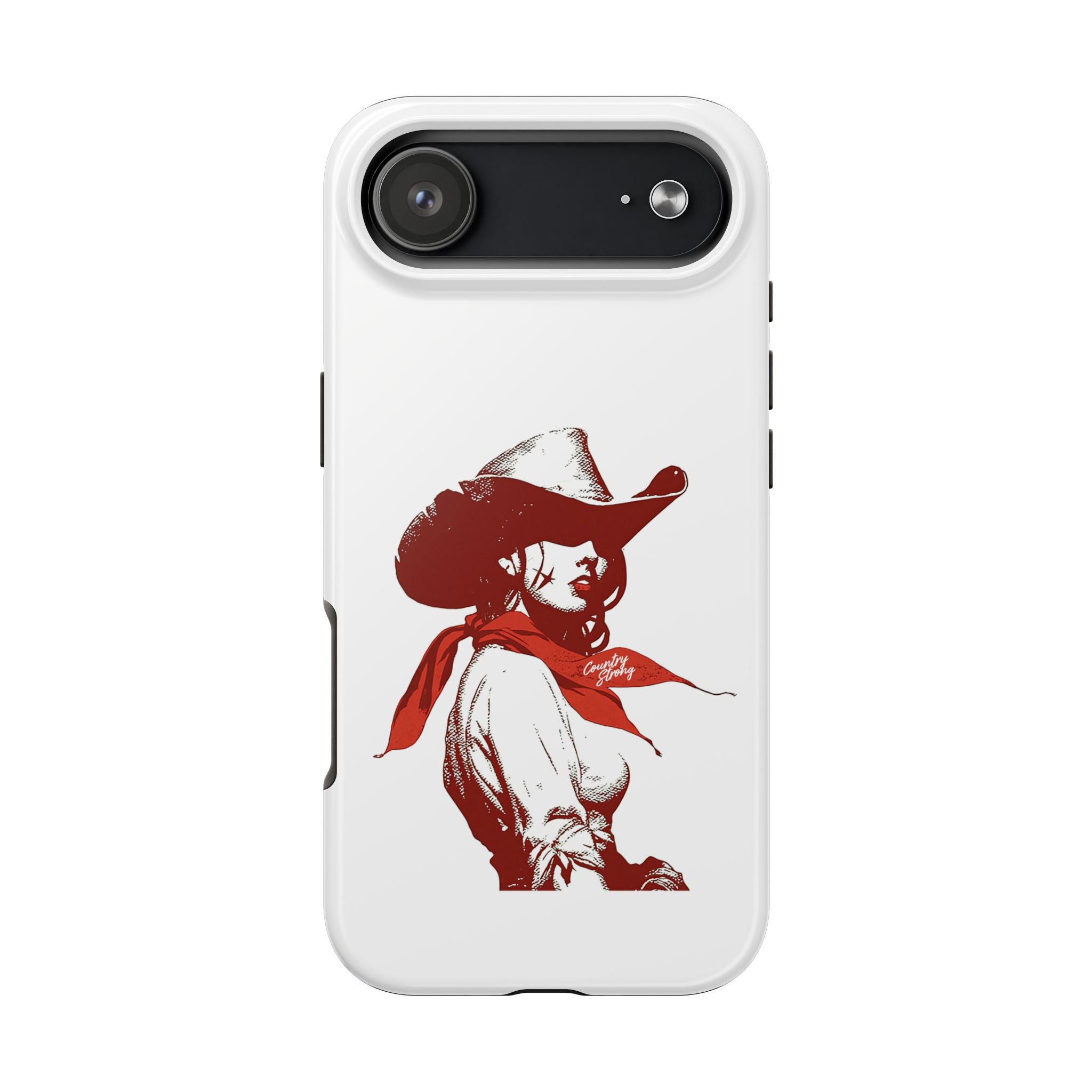 Western Cowgirl Tough Phone Case — Retro Red Cowboy Design