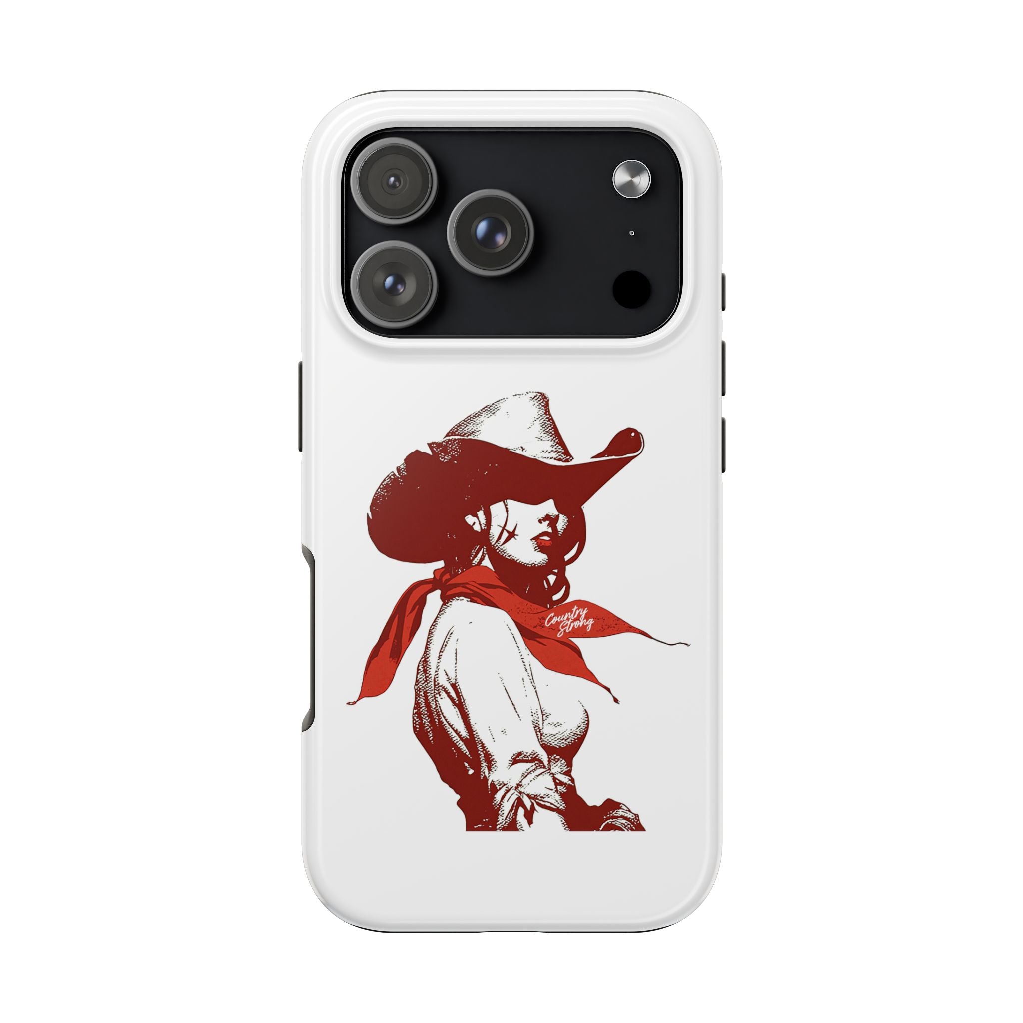 Western Cowgirl Tough Phone Case — Retro Red Cowboy Design